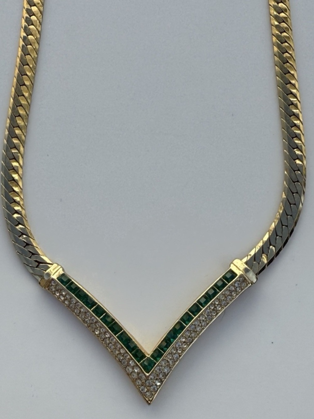 Christian Dior Necklace Vintage Green Gemstones Gold - Picture 2 of 6